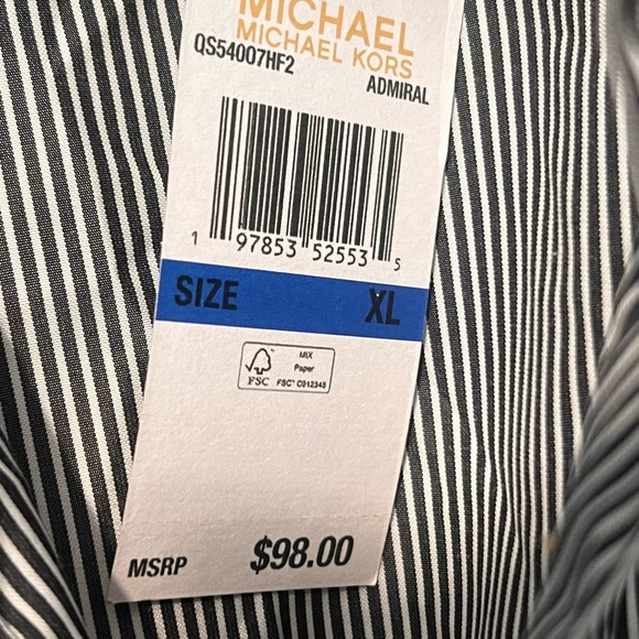 New! Black and White Striped Michael Kors Shirt - Picture 2 of 4